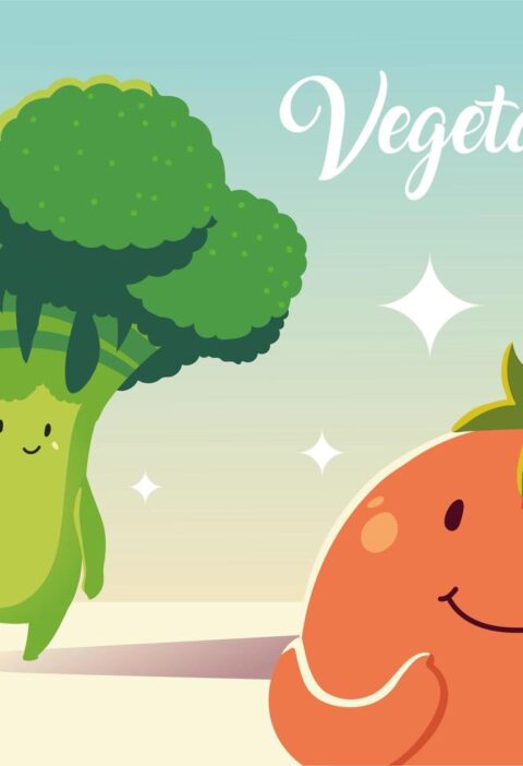 cute fresh tomato and broccoli vegetables cartoon detailed vector | Ăn Chay, Thuần Chay, Quán Chay & Nhà Hàng Chay