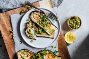 Roasted Eggplant with Goat Cheese and Lentils 7