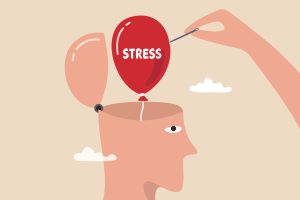 stress management relaxation to relieve anxiety or anger from your brain meditation to help reduce stress concept doctor help solve anxiety problem using needle to burst stress balloon vector | Ăn Chay, Thuần Chay, Quán Chay & Nhà Hàng Chay