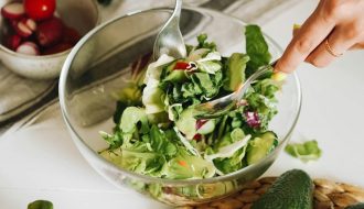 preparing salad